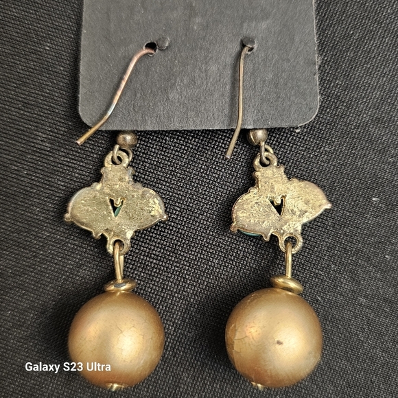 Large Turquoise Flower Ring with earings - Picture 9 of 9